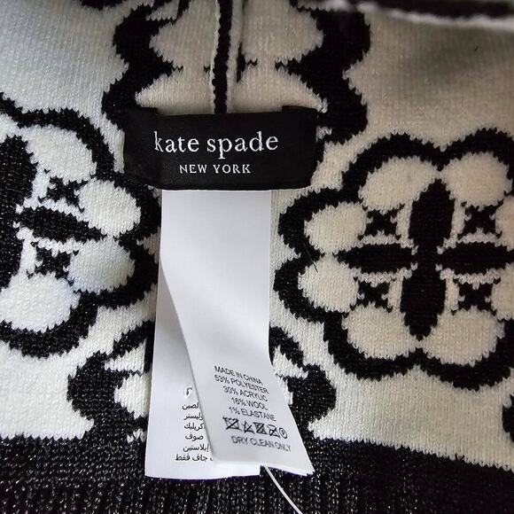 Kate Spade New York Women\'s Black & White Wool Blend Arabesque Beanie Size OS main image 6